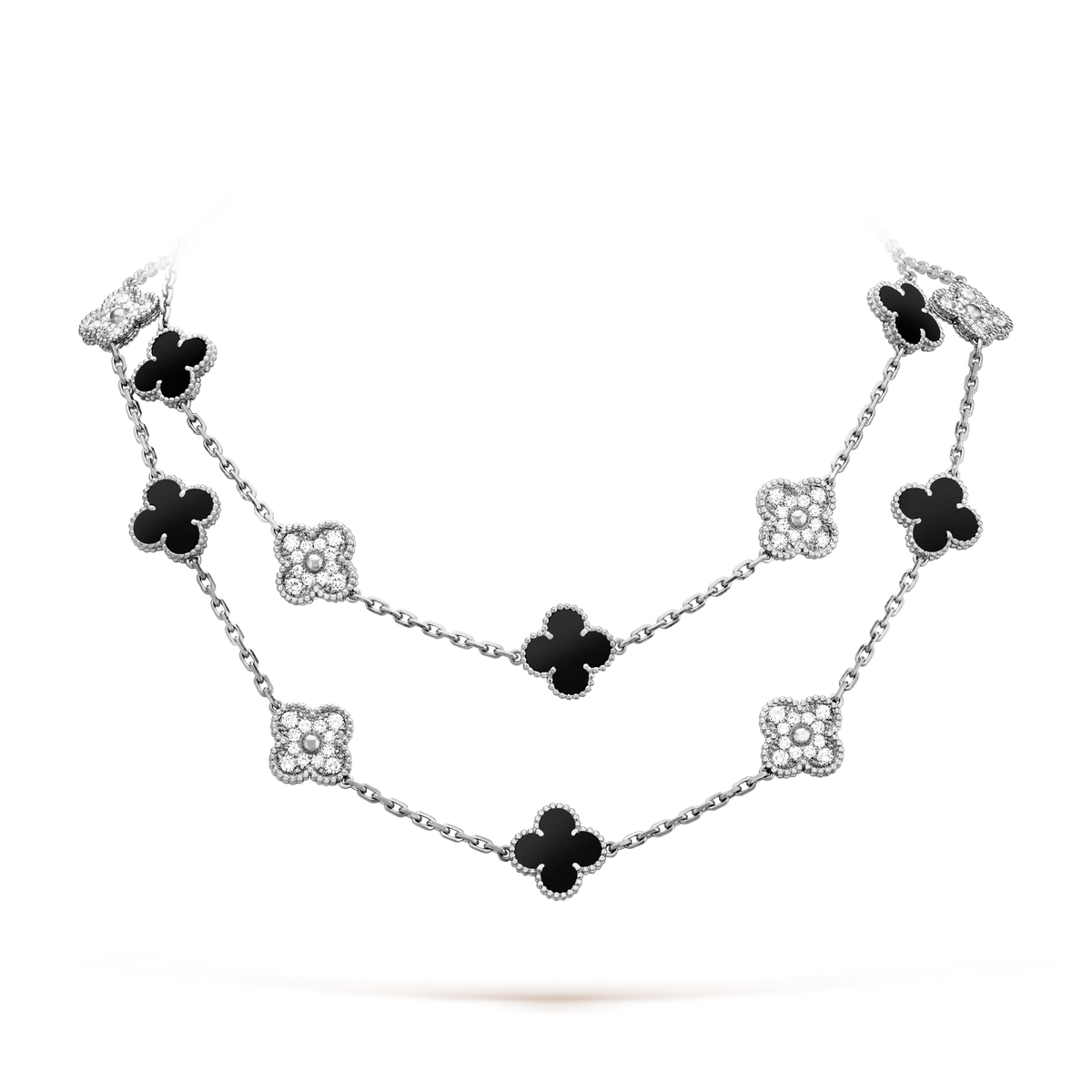 VCA CLOVER 20 MOTIFS ONYX DIAMOND SILVER