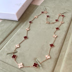 VCA CLOVER 20 MOTIFS LASER CARNELIAN NECKLACE