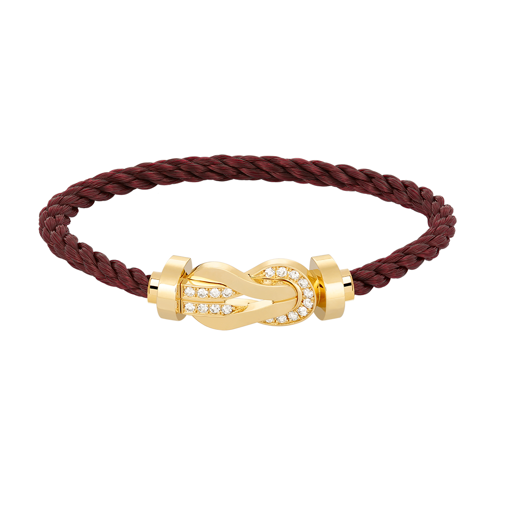 FRED CHANCE LARGE 8 FIGURE BUCKLE HALF DIAMOND BRACELET GOLD
