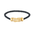 FRED CHANCE LARGE 8 FIGURE BUCKLE HALF DIAMOND BRACELET GOLD