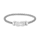 FRED CHANCE LARGE 8 FIGURE BUCKLE HALF DIAMOND BRACELET SILVER