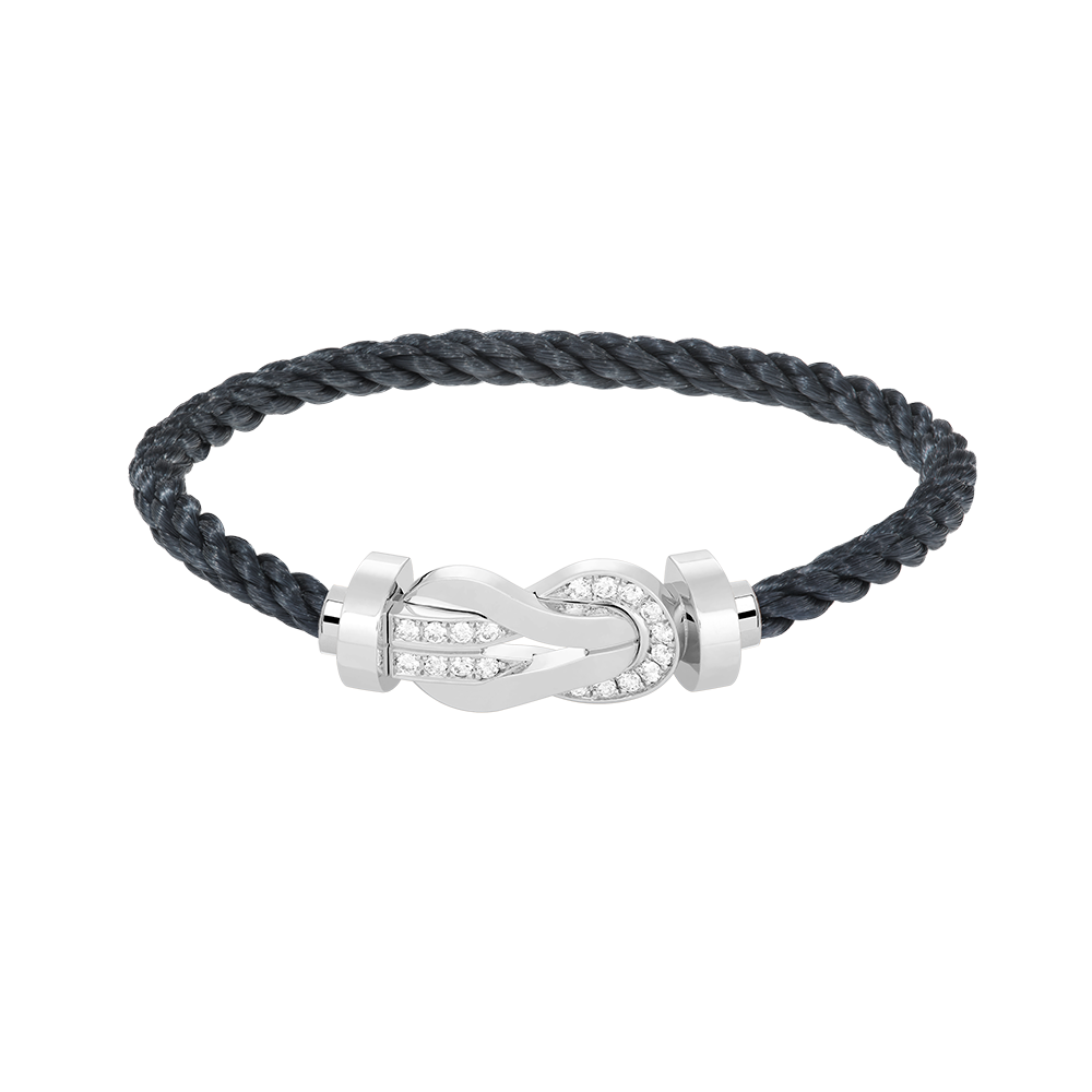 FRED CHANCE LARGE 8 FIGURE BUCKLE HALF DIAMOND BRACELET SILVER