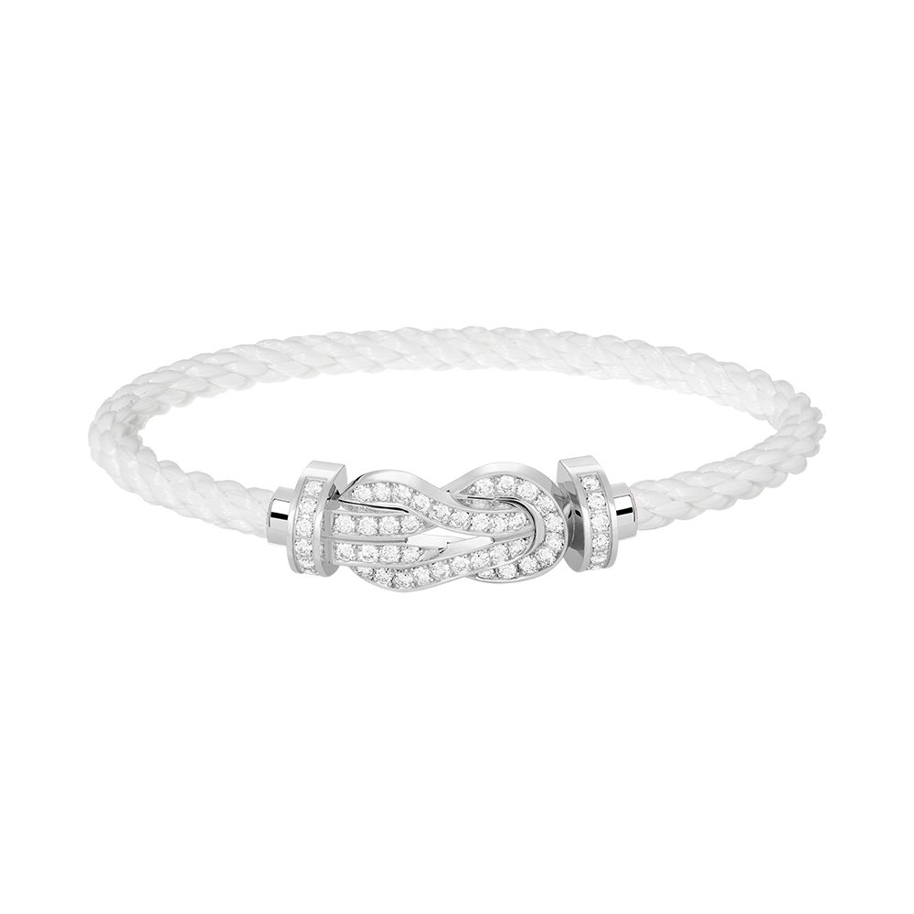 FRED CHANCE LARGE 8 FIGURE BUCKLE FULL DIAMOND BRACELET SILVER