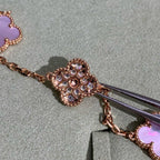 VCA CLOVER 10 MOTIFS DIAMOND PINK MOP NECKLACE