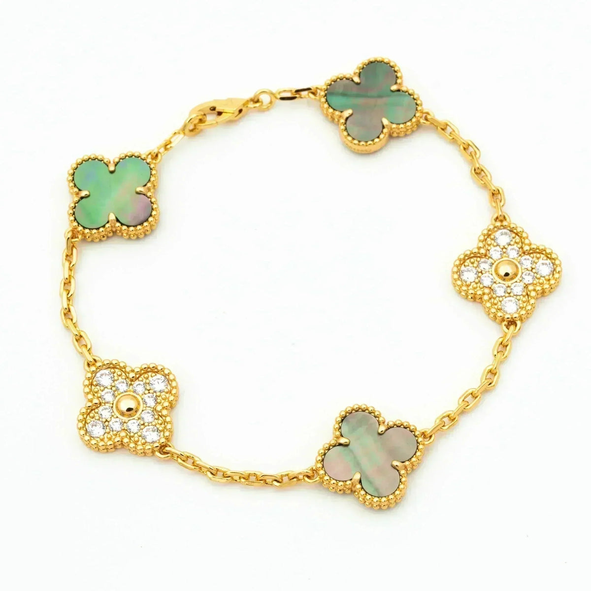 VCA CLOVER 5 MOTIF GRAY MOP BRACELET COLLECTION