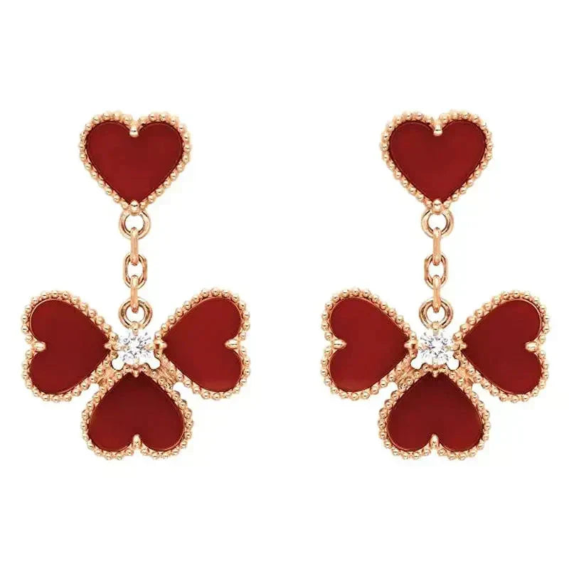 VCA SWEET CLOVER CARNELIAN EARRINGS