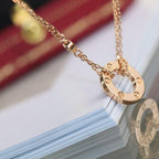 CARTIER LOVE NECKLACE ADJUSTABLE ROSE GOLD 2 DIAMOND