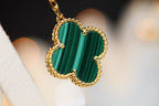 VCA CLOVER EARRINGS GOLD MALACHITE DIAMOND 3 MOTIF