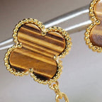 VCA CLOVER 2 MOTIF TIGER EYE CARNELIAN EARRINGS
