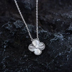 VCA CLOVER 15MM DIAMOND LASER NECKLACE SILVER