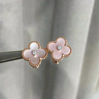 VCA CLOVER MEDIUM 1 MOTIFS PINK MOP DIAMOND EARRINGS
