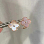 VCA CLOVER MEDIUM 1 MOTIFS PINK MOP DIAMOND EARRINGS