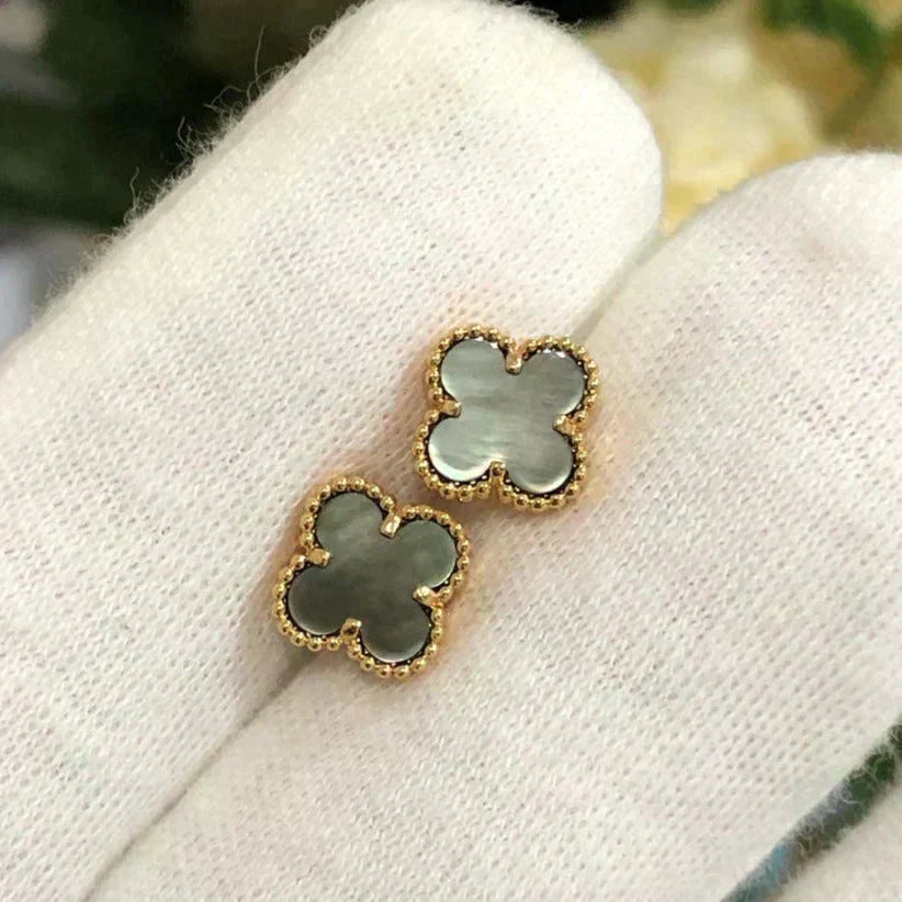 VCA CLOVER MINI 9.5MM GRAY MOP EARRINGS