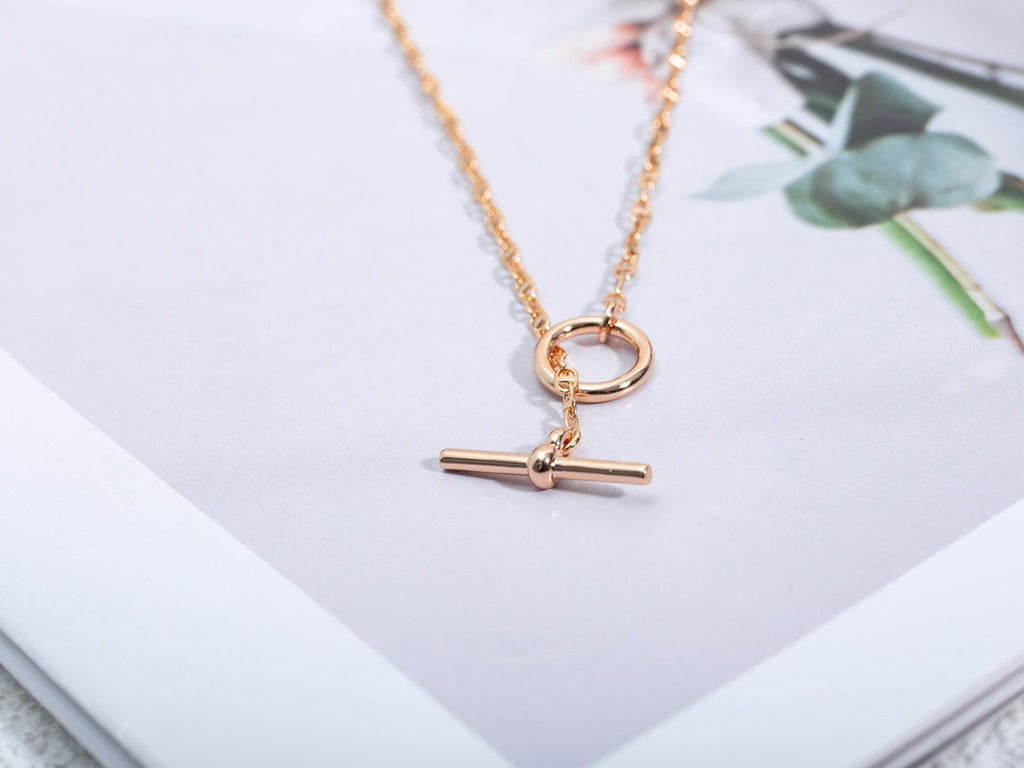 HERMES ECHAPPEE NECKLACE PINK GOLD