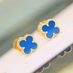 VCA CLOVER MINI 9.5MM BLUE AGATE EARRINGS