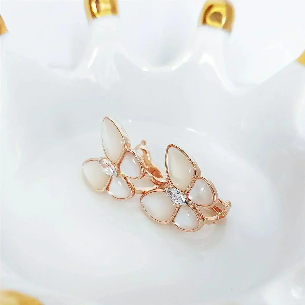 VCA BUTTERFLY MOP DIAMOND EARRINGS