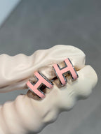 HERMES MINI POP H SILVER EARRINGS PINK