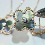 VCA CLOVER 15MM DIAMOND AND MOTHER-OF-GREY NECKLACE