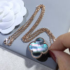 VCA CLOVER 25MM GOLD DARK MOP BIG CLOVER NECKLACE