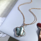 VCA CLOVER 25MM GOLD DARK MOP BIG CLOVER NECKLACE