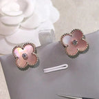 VCA CLOVER MEDIUM 1 MOTIFS PINK MOP DIAMOND EARRINGS