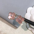 VCA CLOVER MEDIUM 1 MOTIFS PINK MOP DIAMOND EARRINGS