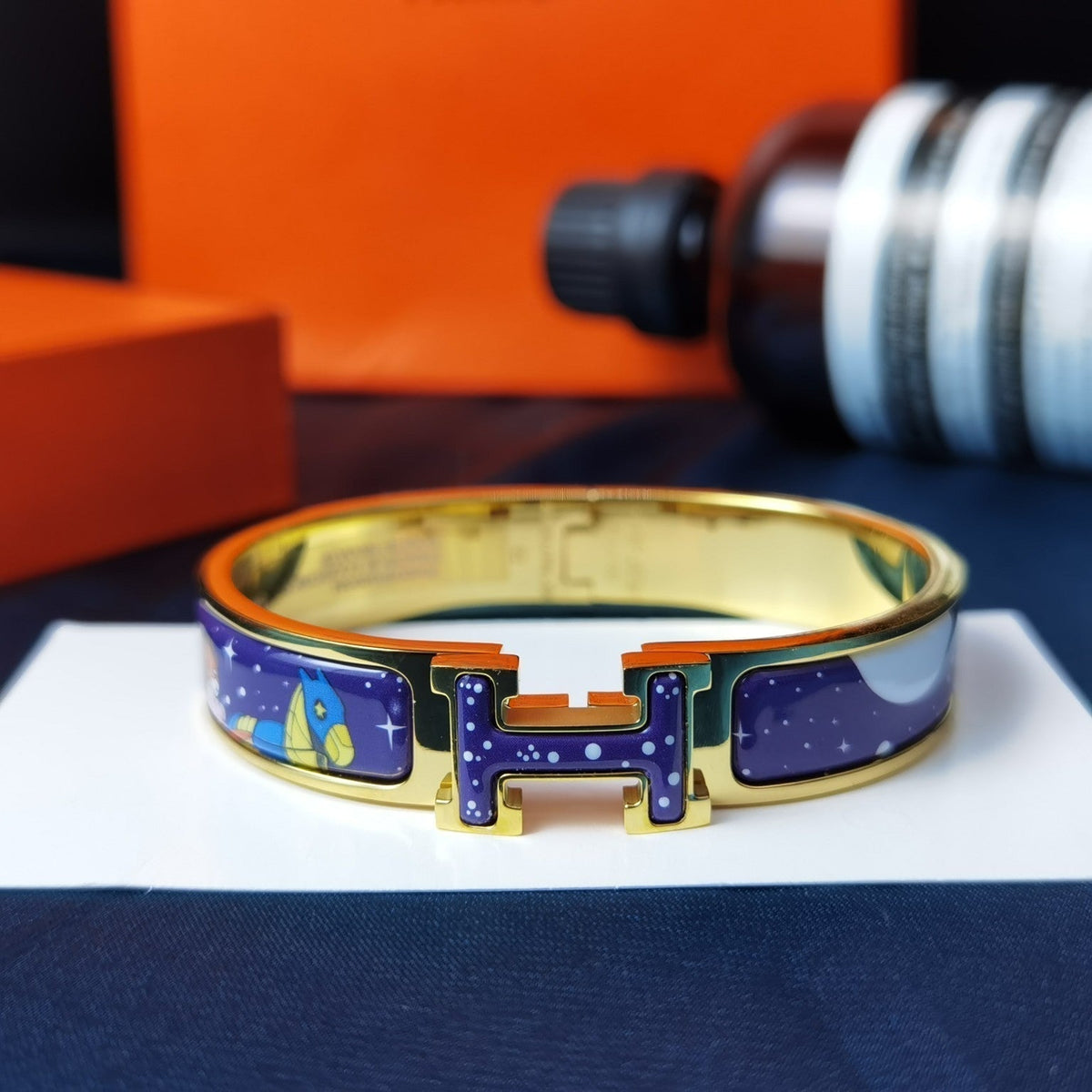 HERMES H STAR AND MOON BRACELET 12MM