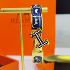 HERMES H COUVERTURES DARK BLUE BRACELET