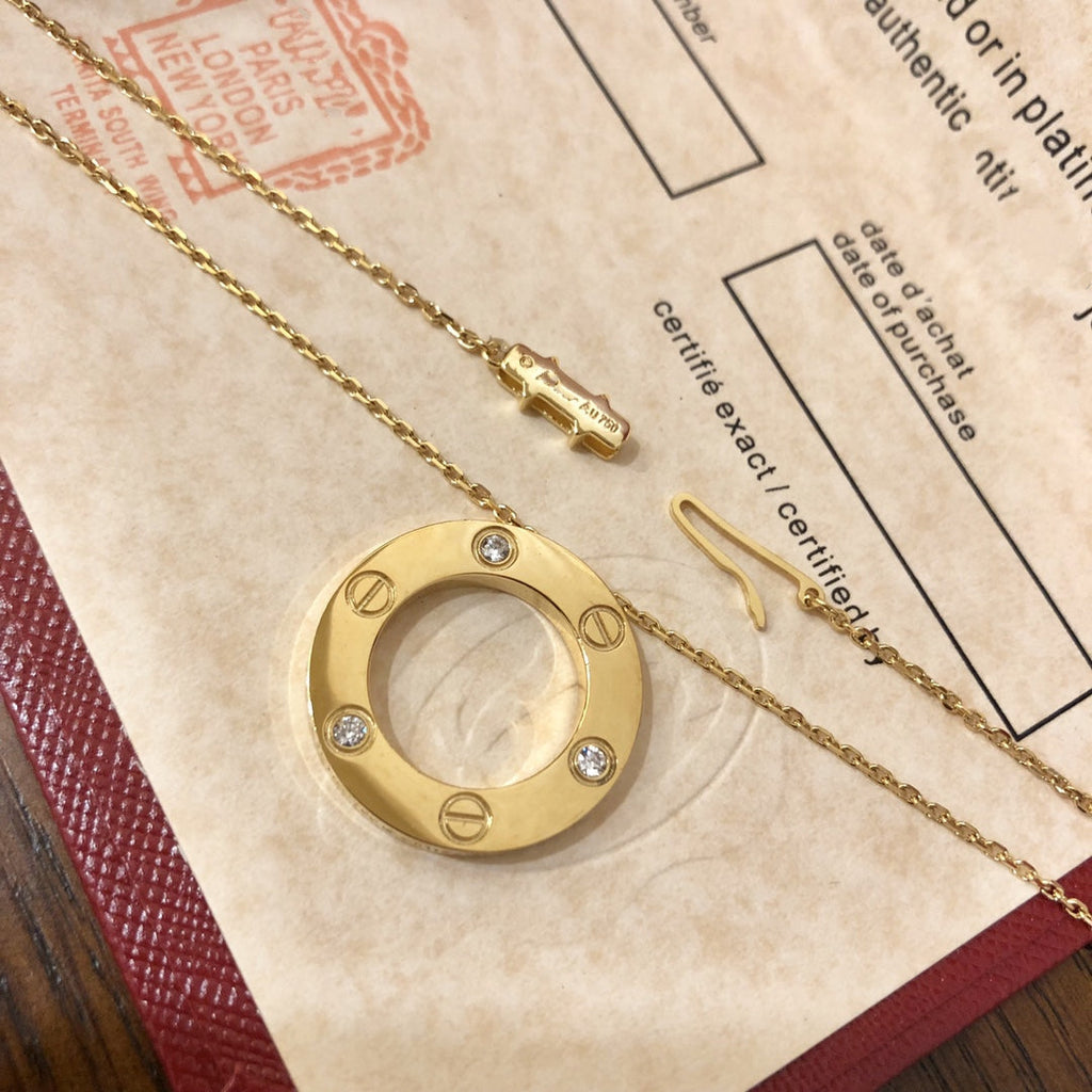 CARTIER LOVE NECKLACE 16MM 3 DIAMONDS