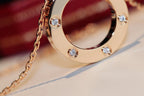 CARTIER LOVE NECKLACE 16MM 6 DIAMONDS PINK GOLD