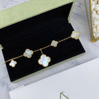 VCA MAGIC CLOVER MOP GOLD BRACELET 5 MOTIFS