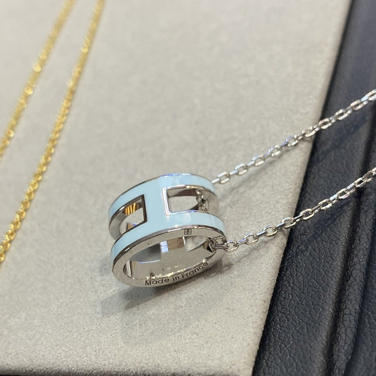 HERMES POP H LIGHT BLUE NECKLACE