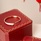 CARTIER PANTHERE ROSE GOLD DIAMOND OPEN BRACELET