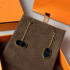 HERMES CHAINE VERSO BLACK CERAMIC EARRINGS
