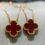 VCA CLOVER 15MM CARNELIAN SINGLE FLOWER NECKLACE