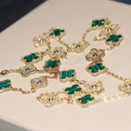VCA CLOVER 20 MOTIFS MALACHITE DIAMOND NECKLACE