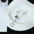 VCA CLOVER BRACELET 5 MOTIFS MOP CHALCEDONY SILVER