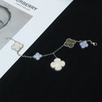 VCA CLOVER BRACELET 5 MOTIFS MOP CHALCEDONY SILVER