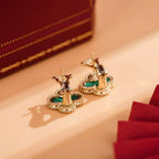 VCA CLOVER MEDIUM 1 MOTIFS MALACHITE EARRINGS