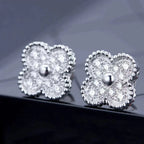 VCA CLOVER 1 MOTIFS DIAMOND STUD EARRINGS SILVER