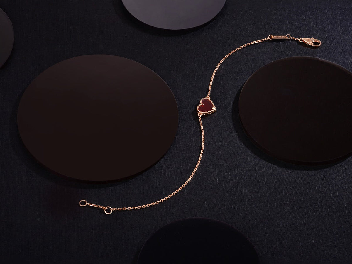 VCA HEART CARNELIAN PINK GOLD BRACELET