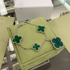 VCA CLOVER 5 MOTIFS SIVLER MALACHITE BRACELET