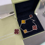 VCA CLOVER 5 MOTIFS SIVLER CARNELIAN TIGER EYE BRACELET