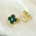 VCA CLOVER MEDIUM 1 MOTIFS MALACHITE DIAMOND EARRINGS