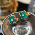 VCA CLOVER MEDIUM 1 MOTIFS MALACHITE DIAMOND EARRINGS