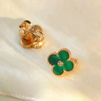 VCA CLOVER MEDIUM 1 MOTIFS MALACHITE DIAMOND EARRINGS