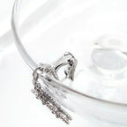 VCA CLOVER 2 MOTIFS DIAMOND ONYX EARRINGS SILVER
