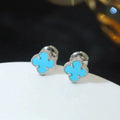 VCA CLOVER MINI TUROUOISE SILVER STUD EARRINGS