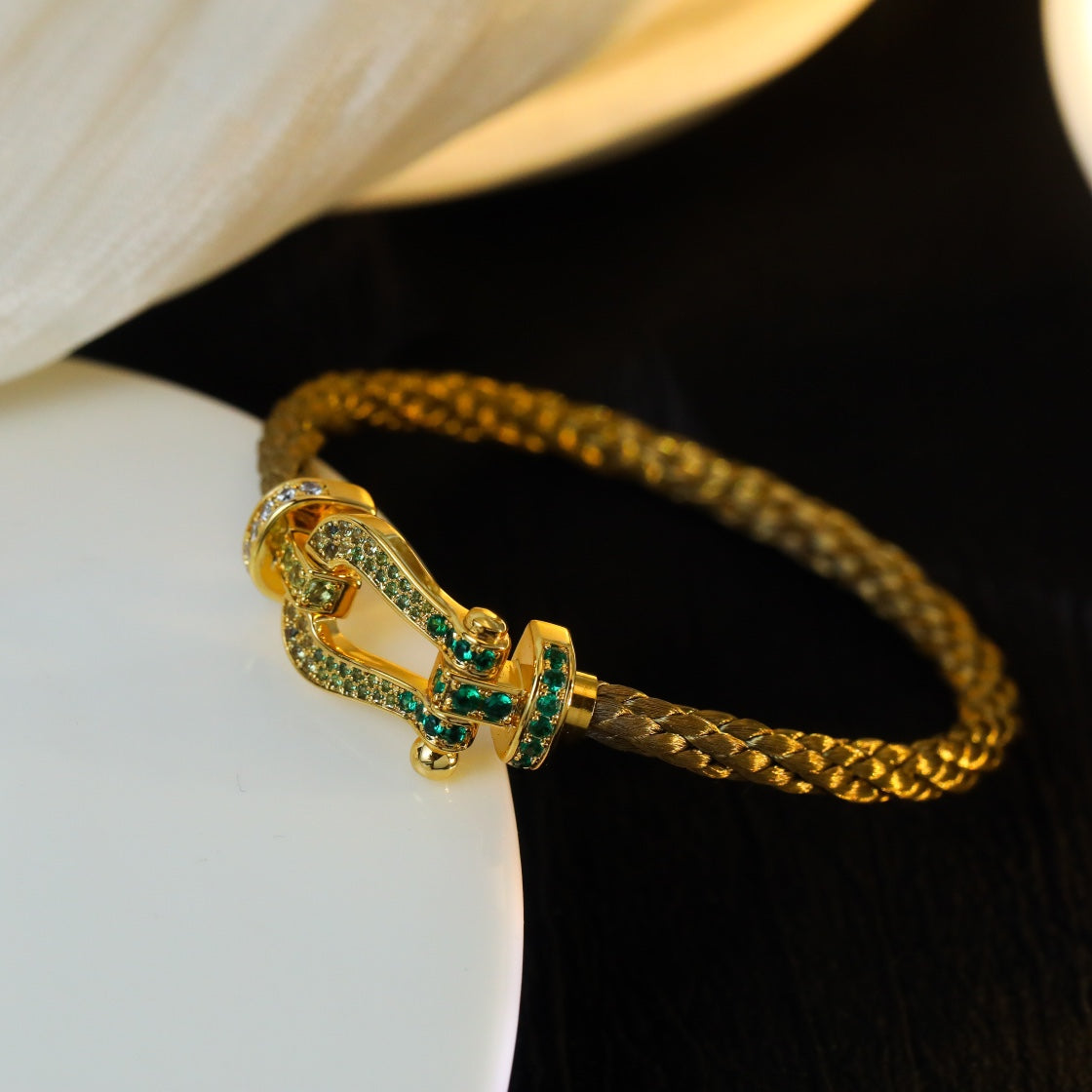 FRED FORCE 10 GOLD GREEN DIAMOND PAVED