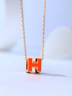 HERMES H CAGE PINK GOLD NECKLACE
